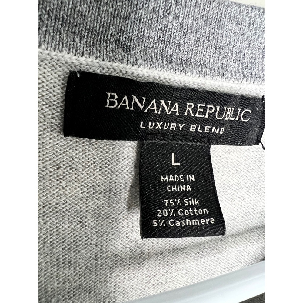 Banana Republic Mens Luxury Blend V Neck Sweater Light Gray Size L - Picture 2 of 6